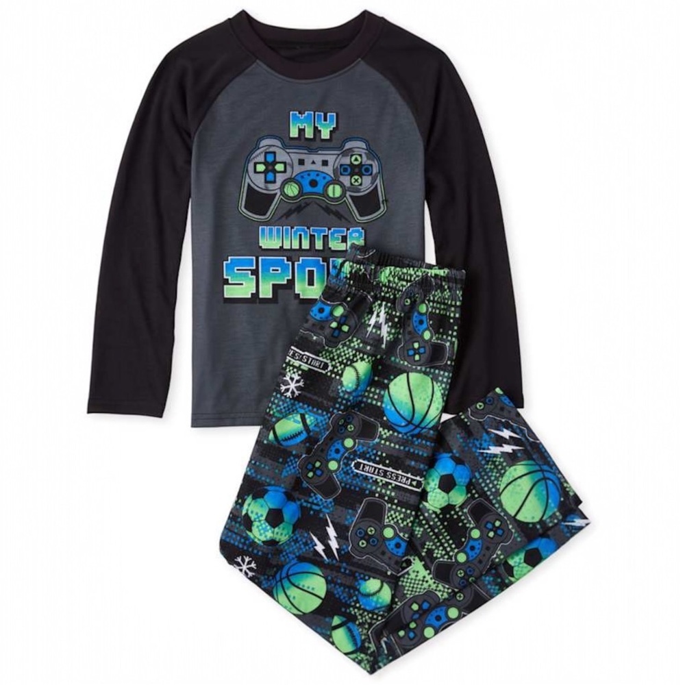 The Children’s Place Boys 2 Piece Pajama Set Size 16 XXL Video Game Print